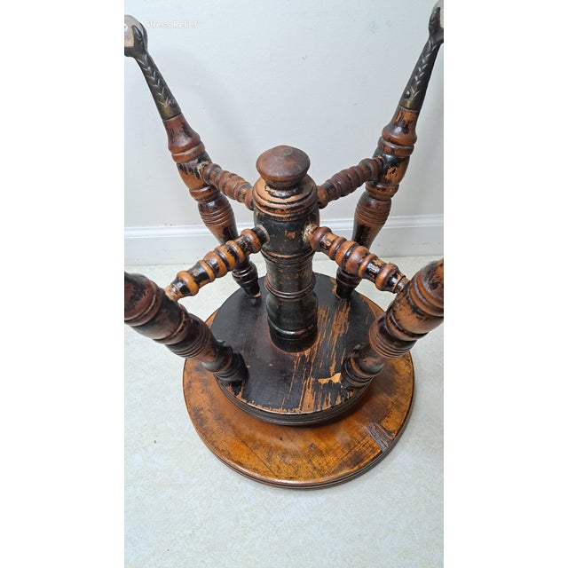 Late Victorian Adjustable Piano Stool With Glass Ball & Claw Feet, Circa 1880-1900 For Sale - Image 10 of 15