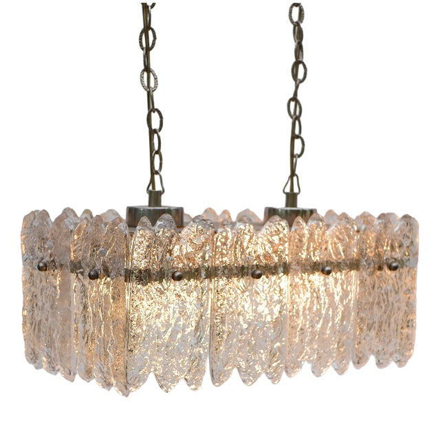 Vintage Crystal Glass Pendant Lamp by Carl Fagerlund for Orrefors, Sweden, 1970s For Sale