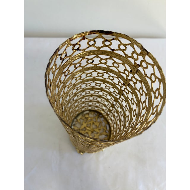 Gold Vintage Gold Filigree Bottle Cover For Sale - Image 8 of 9
