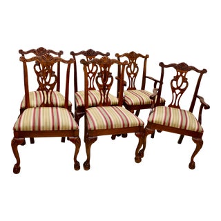 Late 20th Century Vintage Mahogany Chippendale Ball & Claw Dining Chairs -Set of 6 For Sale