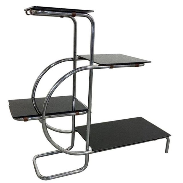Functionalist Steel Plant Stand attributed to Emile Guyot, 1930s For Sale - Image 4 of 4