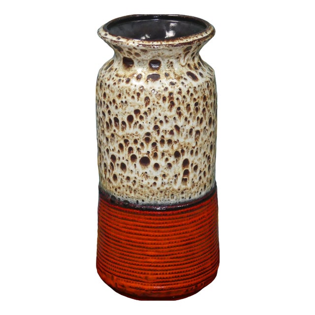Brown-Orange Fat Lava Ceramic Floor Vase from Jasba, 1970s For Sale