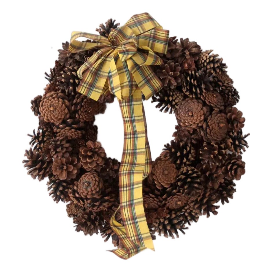 Heaven Sends: Ghirlanda Natalizia Con Archi Tartan, Pigne E Rose Rosse - 58 Cm