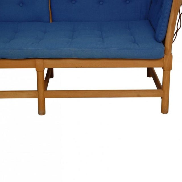 Blue Spoke-Back Sofa in Blue Fabric from Børge Mogensen, 1985 For Sale - Image 8 of 18