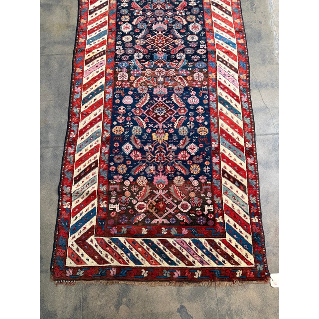Circa 1900 Caucasian Handwoven Wool Runner Rug -11'4'' 3'8'' For Sale In Los Angeles - Image 6 of 7