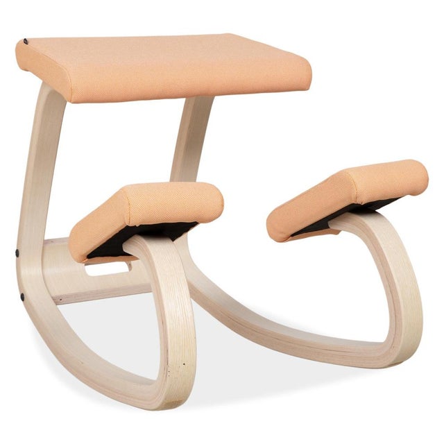 Varier Variable Kneeling Chair Stool in Ash and Natural Fabric by Peter Opsvik For Sale - Image 13 of 13