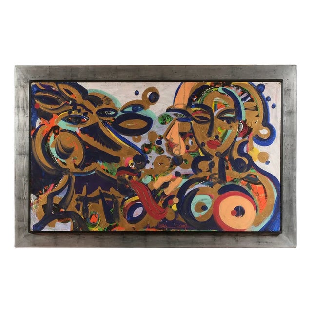 Markus Tollmann, Melanie mit Tier, 2000s, Acrylic on Plywood For Sale