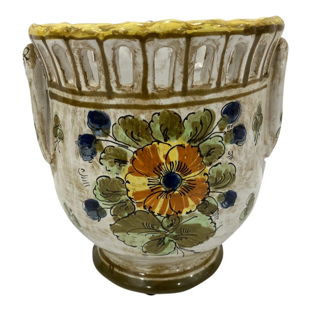 1980s Italian Pottery Cachepot For Sale