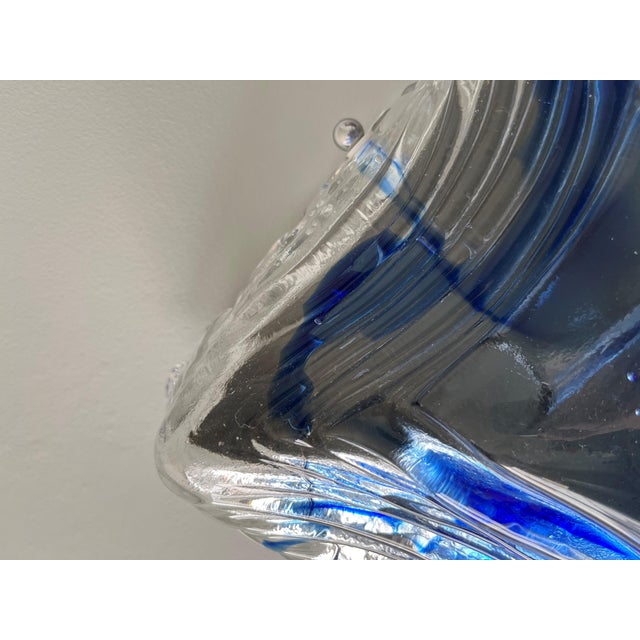 Mid-Century Modern Italian Blue Clear Murano Wall Sconces from Mazzega, 1970s, Set of 2 For Sale - Image 6 of 9