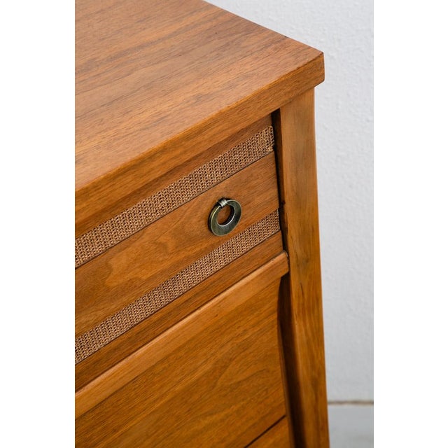 Mid Century Modern Highboy Dresser American Walnut 4 Drawer Denmark MCM Vintage For Sale - Image 10 of 12