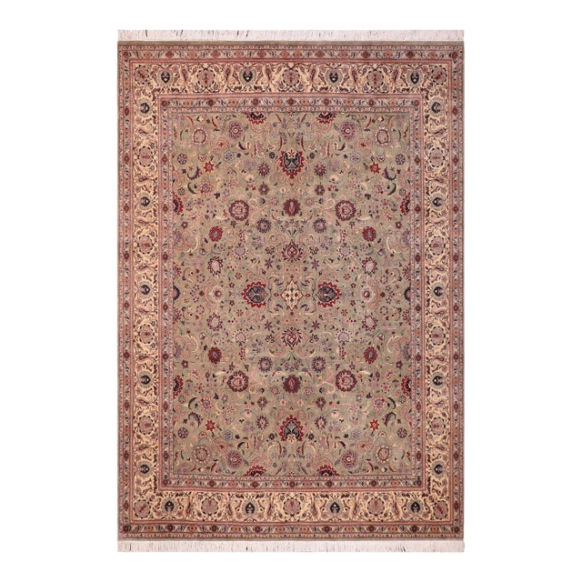 Elegant 1990's Green/Beige Wool Rug - 8'1'' X 10'4'' For Sale