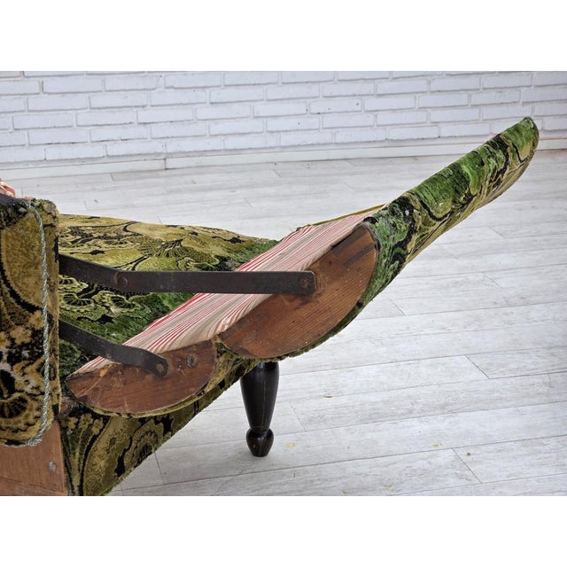 Vintage Danish Two-Seater Drop Arm Sofa in Green Furniture Velour, 1930s For Sale - Image 14 of 18