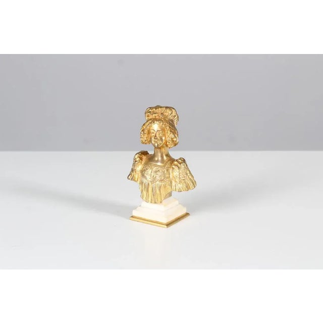 Gilded Bronze Bust of a Young Woman by Eugene Hannoteau, 1900 For Sale - Image 6 of 9