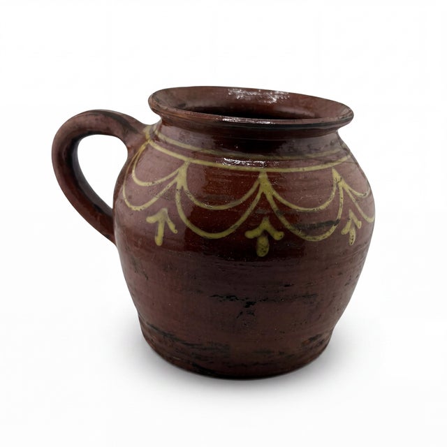 Antique French Terracotta Pot With Hand-Painted Swag Design For Sale - Image 10 of 11