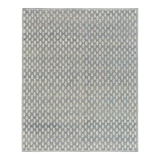 Rug & Kilim’s Oversized Block Print Rug in Blue with White Floral Pattern - 13x19 For Sale