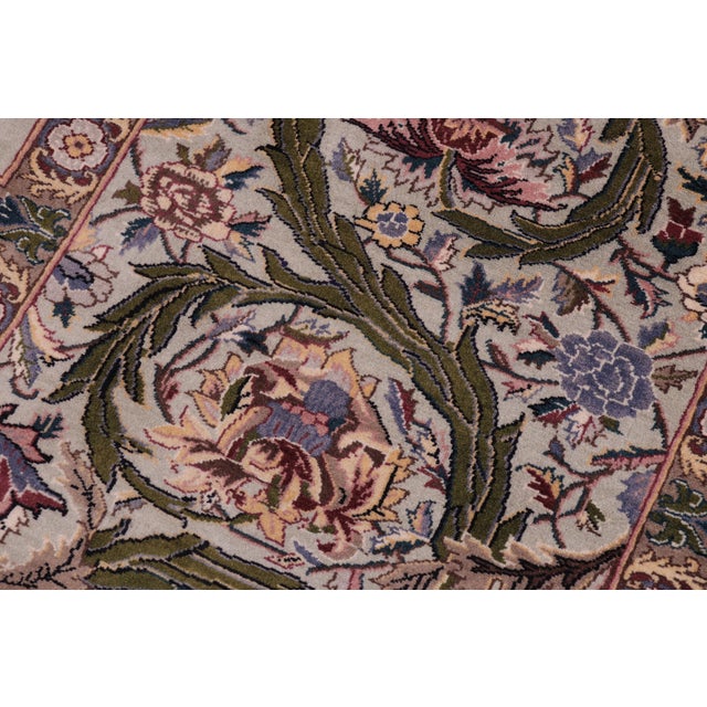 Shabby Chic Floral 1990's Pak-Persian Green/Green Wool Rug - 2'2'' X 4'1'' For Sale In New York - Image 6 of 9