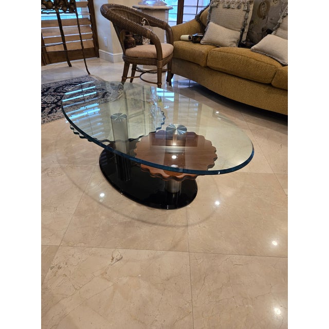 Roche Bobpois Cog Wheel Coffee Table Unsigned sold as fopund in very good vintage condition showing minimal wear if any.