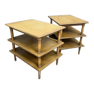 Sirocco by Drexel Blonde Wood 3-Tier End Tables Set of Two For Sale
