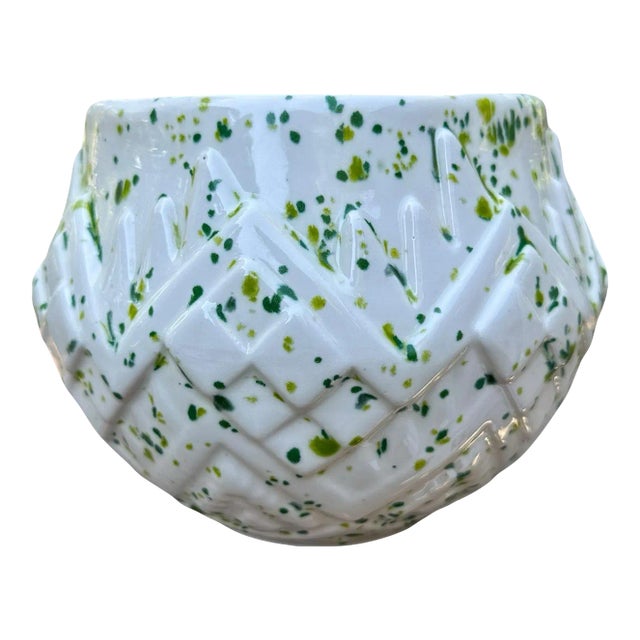 Geometric Ceramic Planter Vase For Sale