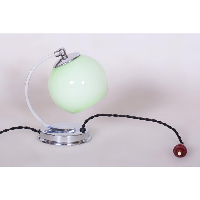 Czech Bauhaus Table Lamp in Chrome, Aluminium and Opaline Glass, 1930s For Sale - Image 9 of 9