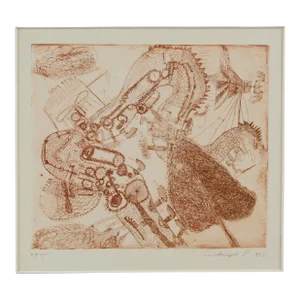 "Ofort / Instantly", Miniature Abstract Expressionist Russian Etching by R Silvestre