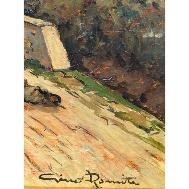 Gino Romiti, Rural Landscape, 1960s, Oil Painting on Panel For Sale - Image 4 of 7