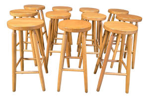 Alpine Style Chalet Stools in Wood, 1970s, Set of 11