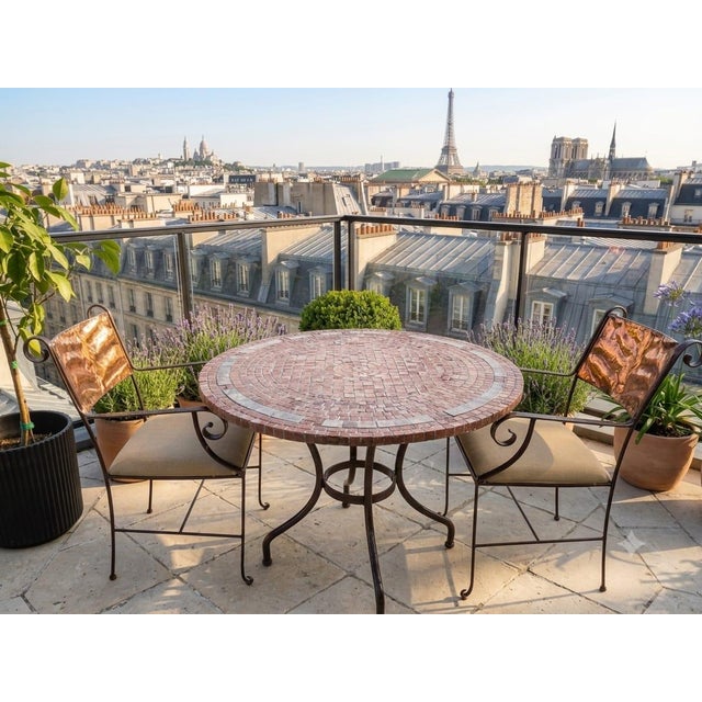Unique Vintage Iron Bistro Patio Set For Sale - Image 9 of 9