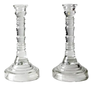 Vintage Homco Glass Candlestick Holders Pair