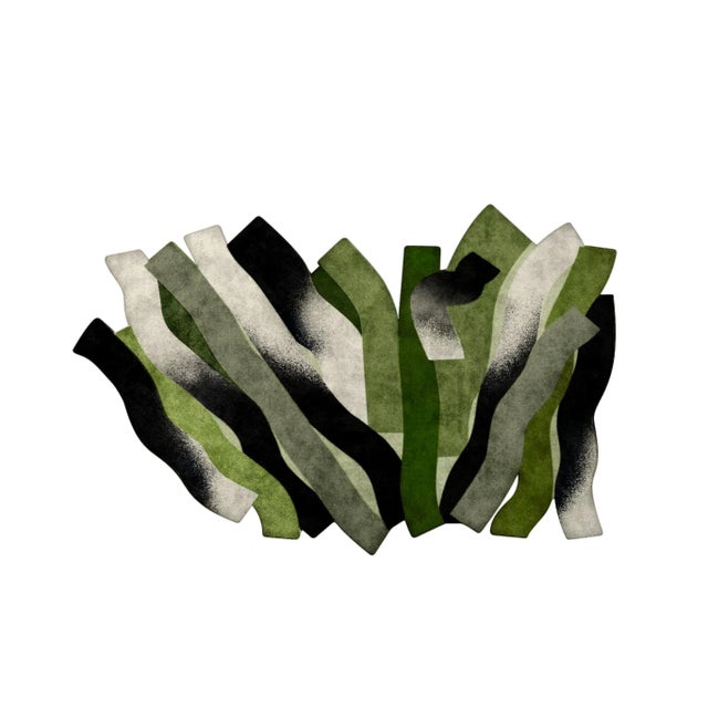 #064 Green, Black and Grey Rug by Tapis Studio for Hommés Studio For Sale