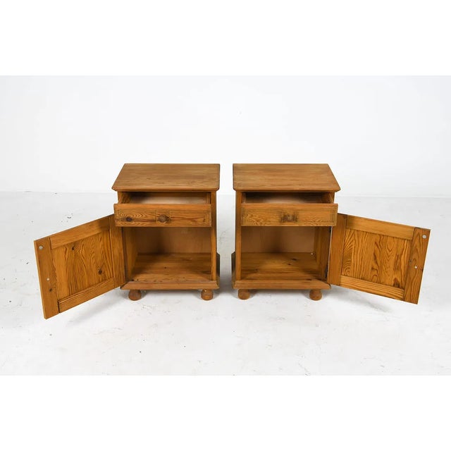 Mid-20th Century Scandinavian Pine Nightstands - A Pair For Sale - Image 4 of 12