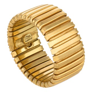 Vintage 18k Yellow Gold Tubogas Style Band, Size 7 For Sale