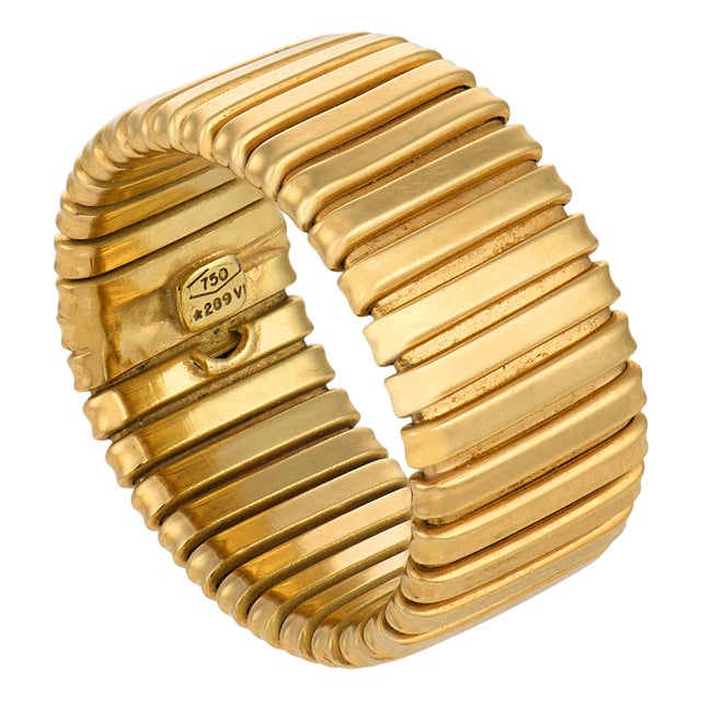 Vintage 18k Yellow Gold Tubogas Style Band, Size 7 For Sale