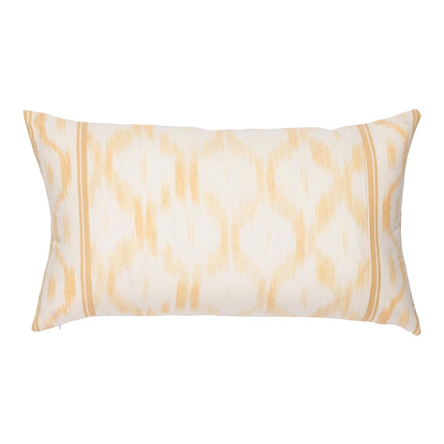 Schumacher x Mark D. Sikes Santa Monica Ikat 26" Lumbar Pillow in Yellow For Sale