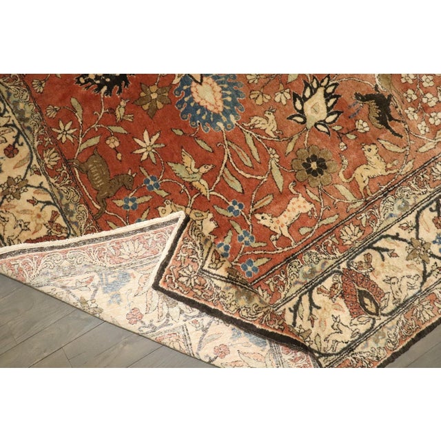 Early 20th Century Persian Teheran Animal Motif Rug - 6'9" x 9'11" For Sale - Image 9 of 10