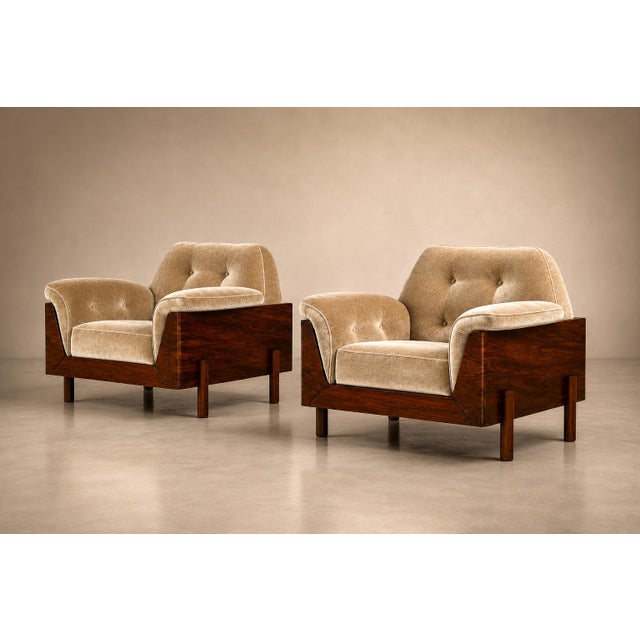 Pair of Brazilian Modern Rosewood and Mohair Armchairs by Bertomeu, 1960s For Sale - Image 18 of 18
