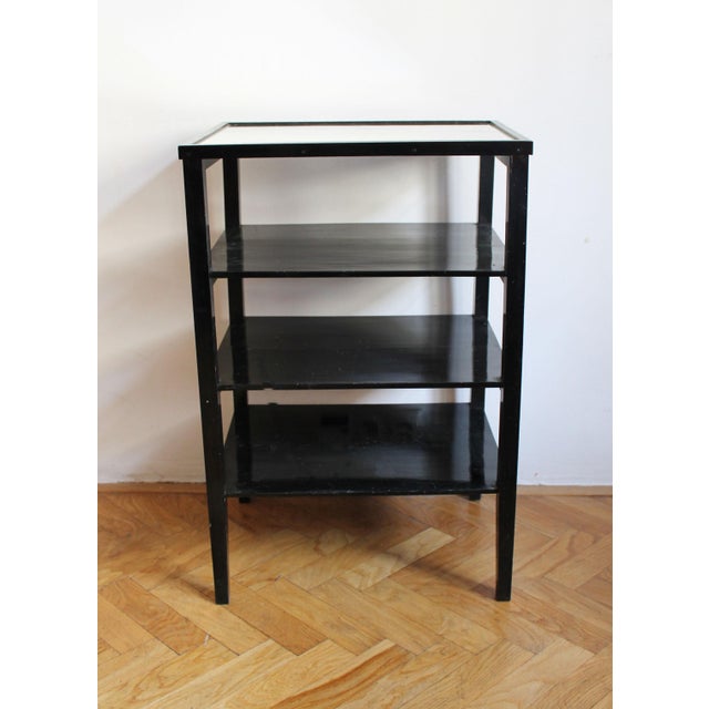 Vintage Czechoslovak Functionalist Étagère in Black Wood and Bevelled Glass, 1940s For Sale - Image 9 of 10