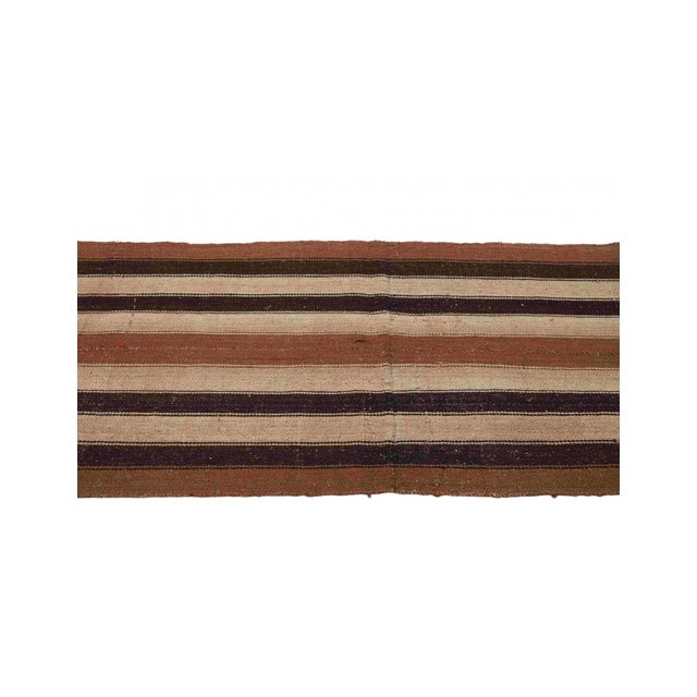 Striped Vintage Brown Kilim Runner - 2`6″ X 9`7″ Ft. For Sale - Image 4 of 6