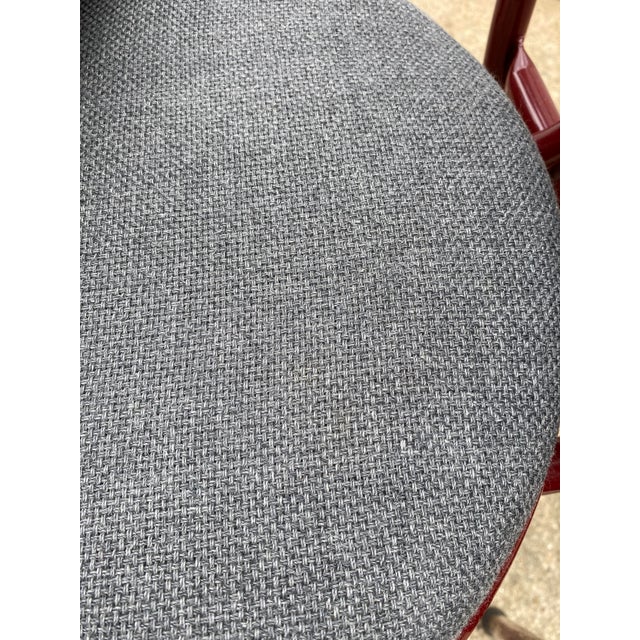 Industrial Burgundy Fabric and Metal Bistro Chair, 1990 For Sale - Image 3 of 18