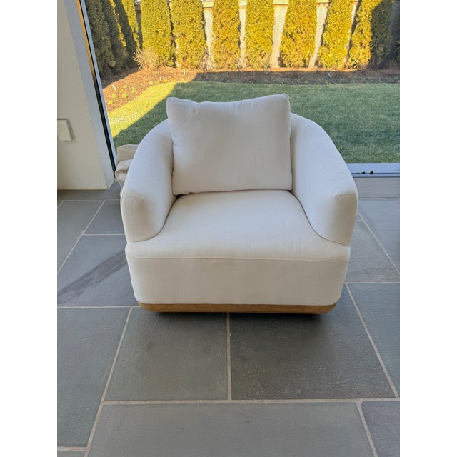Wood Pair of Rh Oslo Teak Swivel Outdoor Lounge Chairs For Sale - Image 7 of 8