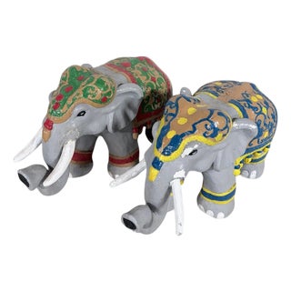 Vintage Elephant Sculptures with Intricate Details, Set of 2 For Sale