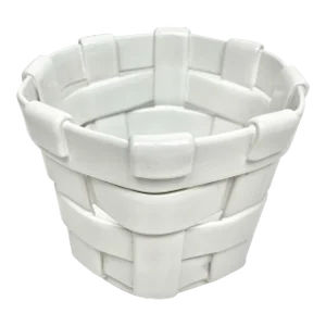 Mid Century Italian Ceramic Basketweave Planter Cache Pot