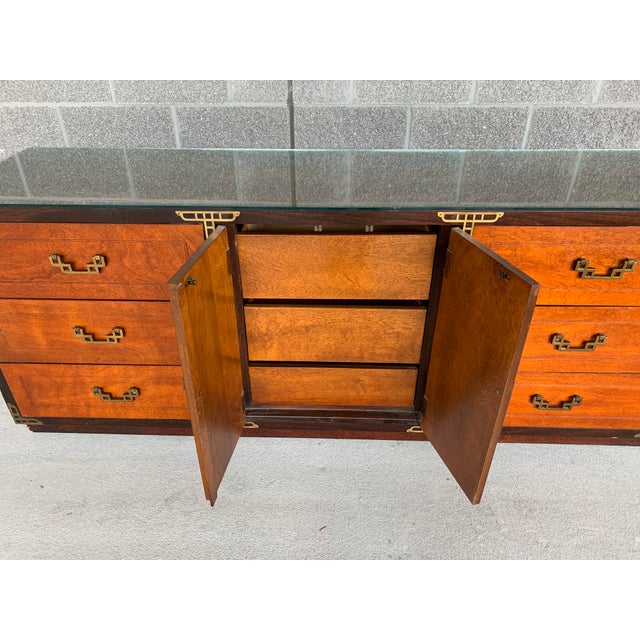 Vintage Chinoiserie Dresser With Tri Fold Mirror By Bassett Furniture Chairish