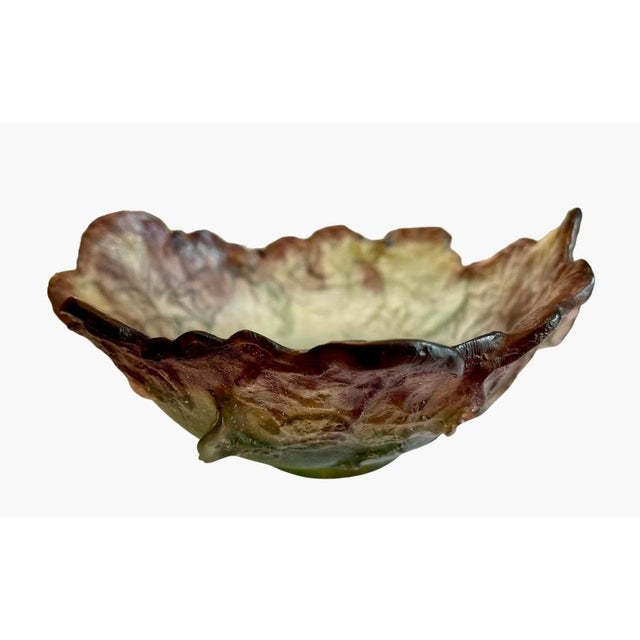 Vintage French Cabbage Leaf Bowl from Daum For Sale - Image 10 of 11
