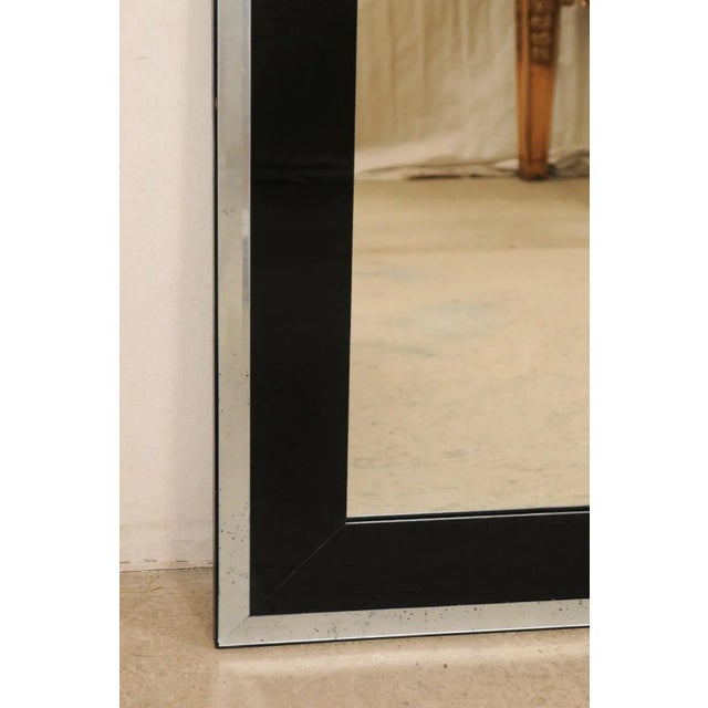 Silver Sleek Black Artisan Mirror For Sale - Image 8 of 10