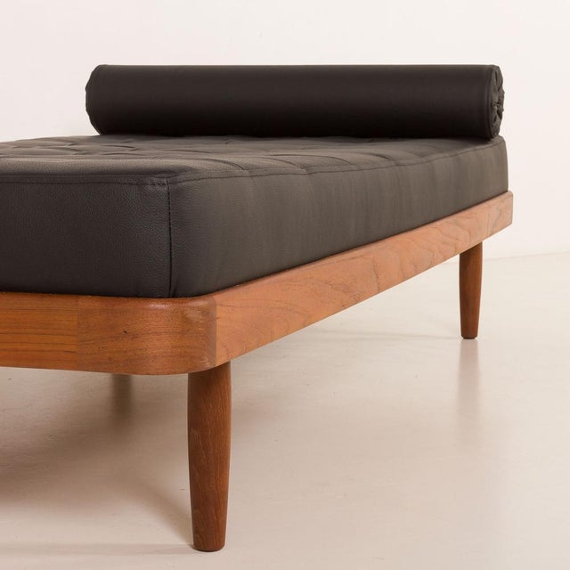 Danish Modern Teak Daybed in Black Leather, 1960s For Sale - Image 11 of 15