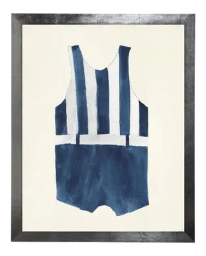 Male Blue Stripe Swimsuit Watercolor Print