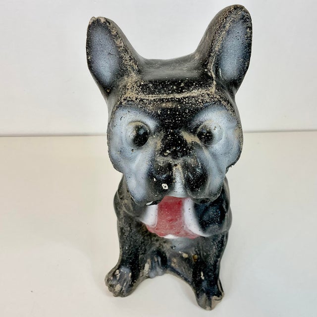 1950s Boho Chic Rustic European French Bulldog Reconstituted Stone Statue. For Sale - Image 13 of 14