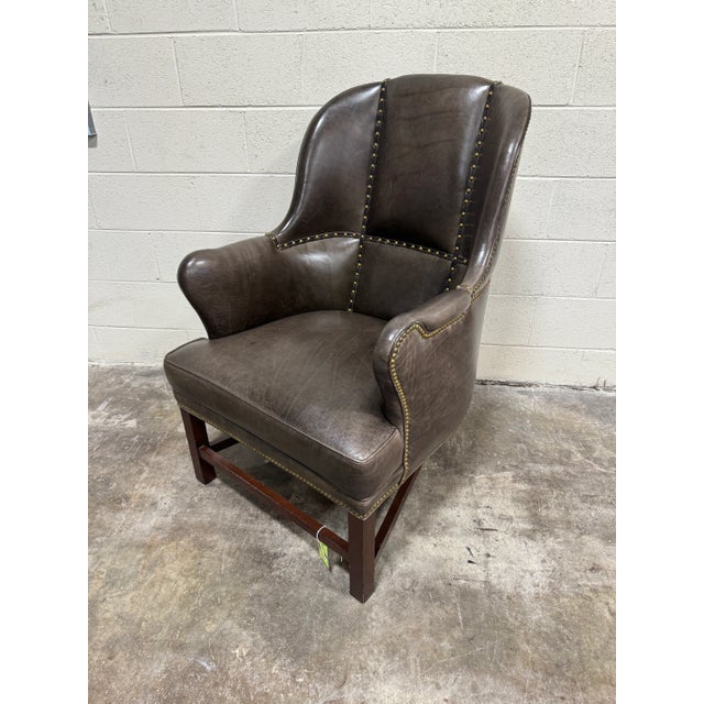Hancock & Moore Hancock & Moore Equestrian Style Leather High Back Chair For Sale - Image 4 of 12