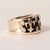Modern Vintage 14k Gold Fleur De Lis Diamond and Black Enamel Ring Band, Size 5 For Sale - Image 3 of 4